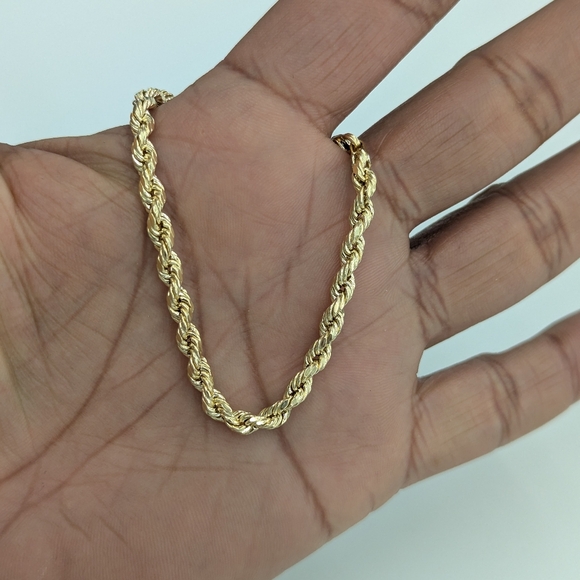 10kt Real Gold Rope Bracelet 4mm 7 Inch